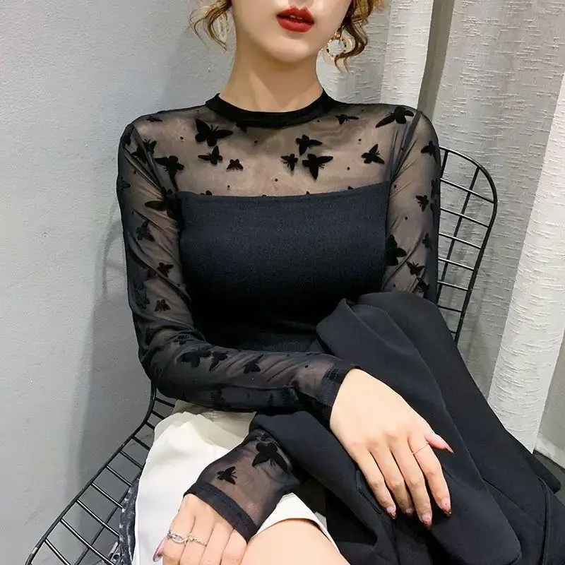 Round Neck Lace-Up Sun Protection Base Layer Top Long Sleeve New 2024 Autumn Summer Style Plus Size Small Shirt For Women