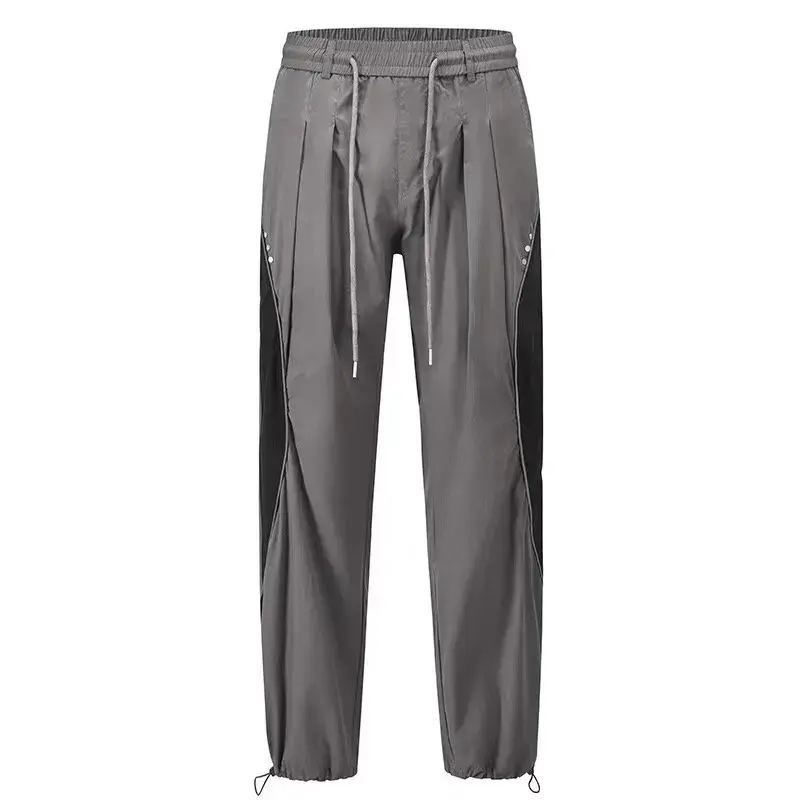 American Style Loose-Fit Straight-Leg Light Grey Casual Pants For Men Summer Thin Hip Hop Street Dance Trousers Casual Trendy Br
