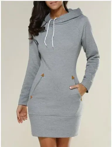 Hooded Zipper Pullover Mid-Length Sweatshirt Dress Fashionable Comfortable Style for Women Trendy New Arrival from China