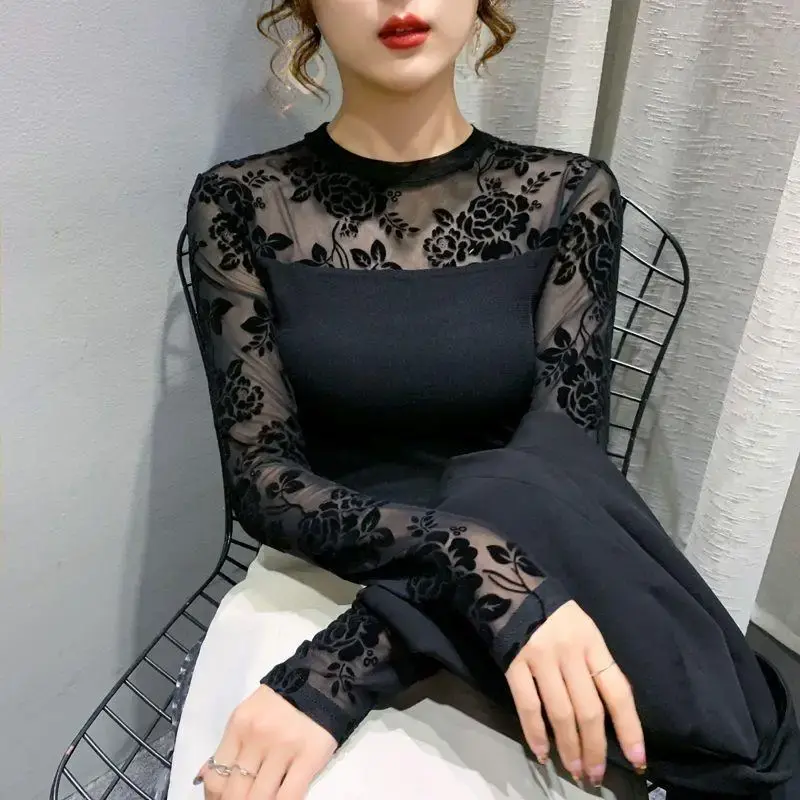 Round Neck Lace-Up Sun Protection Base Layer Top Long Sleeve New 2024 Autumn Summer Style Plus Size Small Shirt For Women