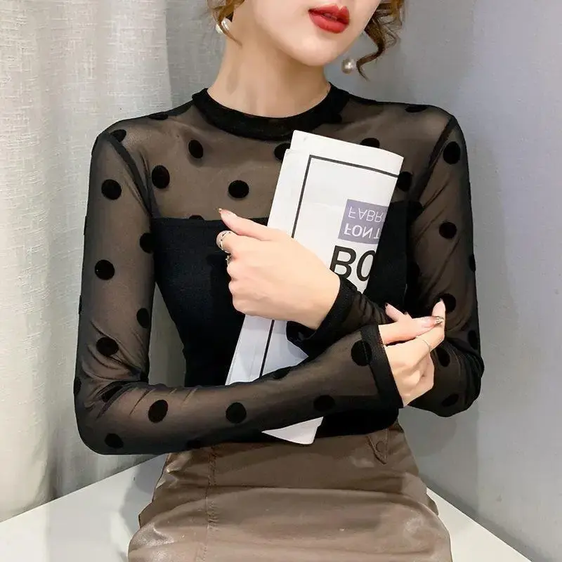 Round Neck Lace-Up Sun Protection Base Layer Top Long Sleeve New 2024 Autumn Summer Style Plus Size Small Shirt For Women