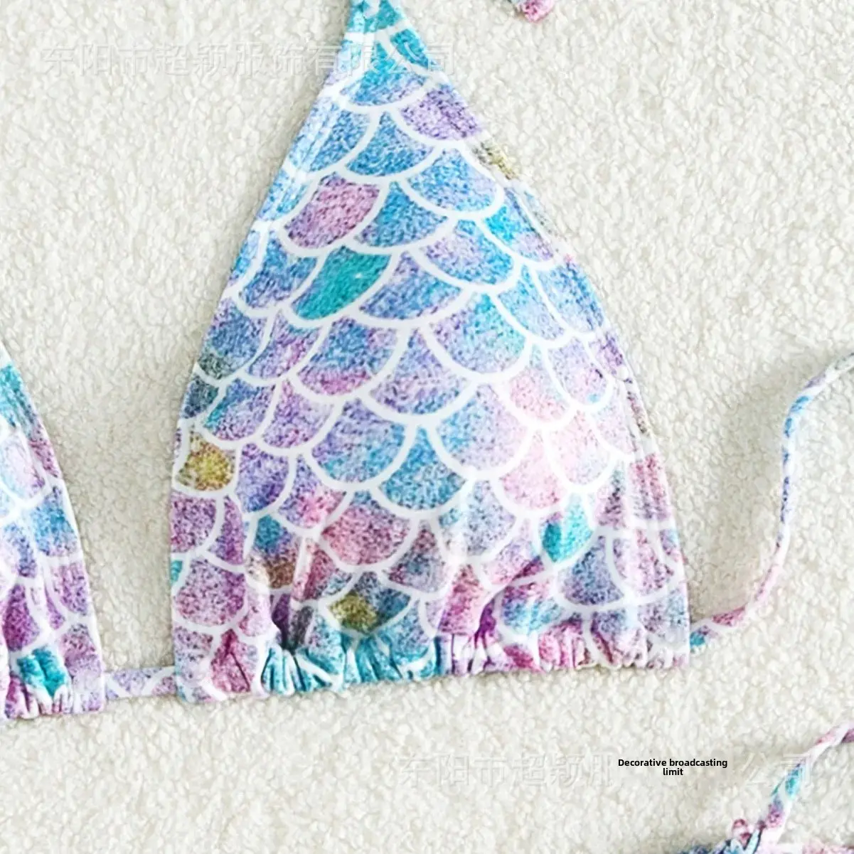2024 New Sexy Mermaid Print Halter Neck Bikini Top Beach Swimwear Women's Fast Selling Two-Piece Set