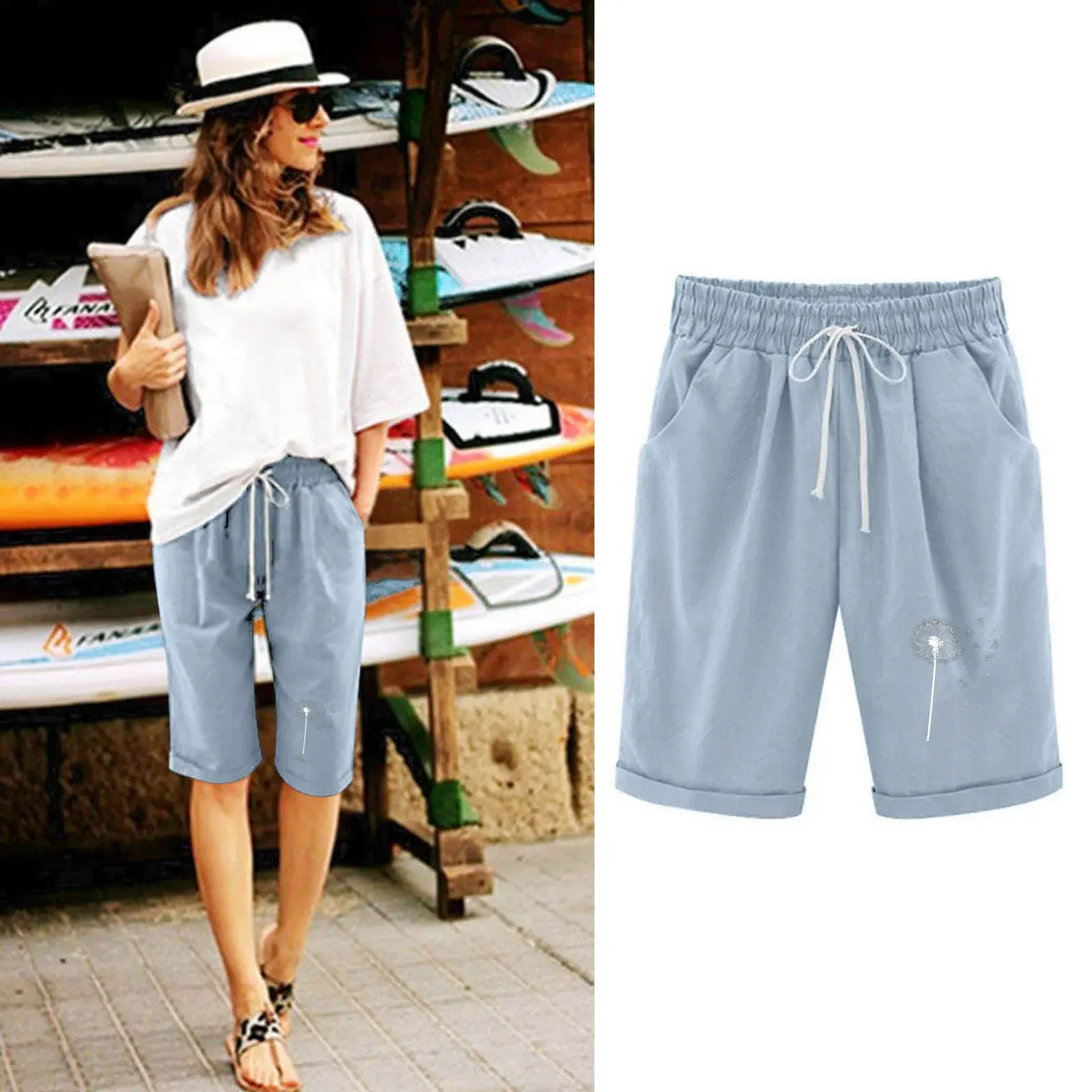 Spring Summer Hot Sale Of The Season Women's Casual Independent Station Shorts with Belt Outdoor Wear Mixed Fabric Shorts Chines