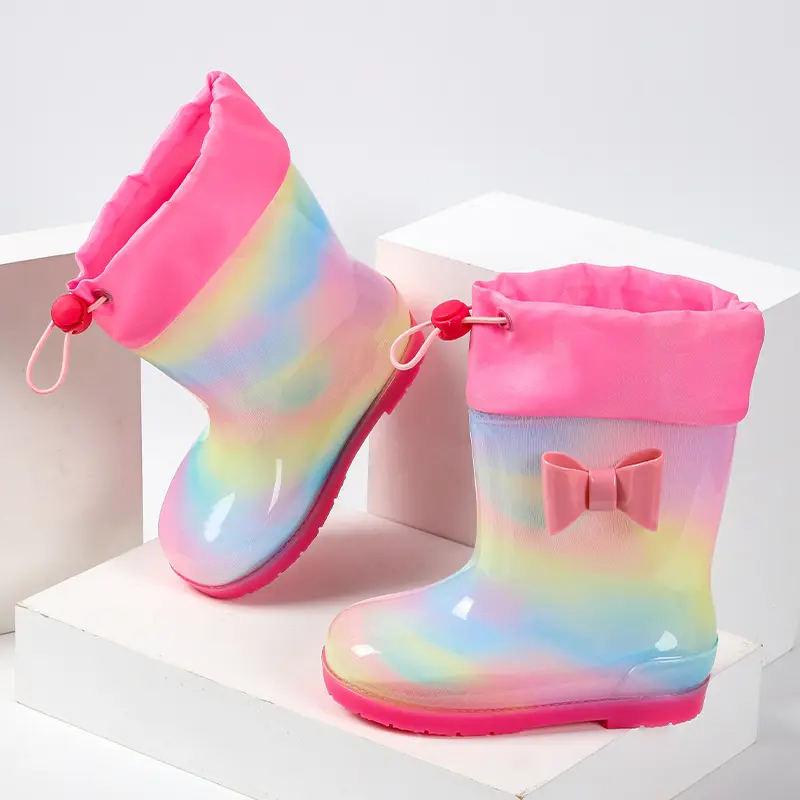 Cartoon Design Rain Boots For Children Women's Boys Baby Shoes Flower Print Cross-Border E-Commerce Stock Rainwear Footwear
