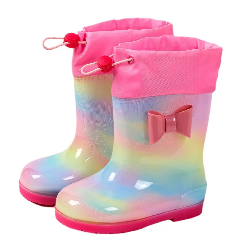 Cartoon Design Rain Boots For Children Women's Boys Baby Shoes Flower Print Cross-Border E-Commerce Stock Rainwear Footwear