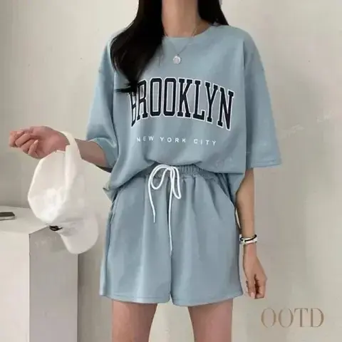 Lazy Cartoon Sportswear Set Women Summer Hot Sale Of The Season Casual Short Sleeve Shorts Ladies Two-Piece Set Comfortable Brea
