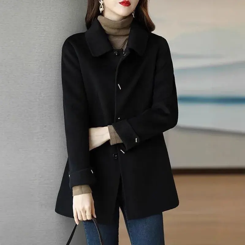 Plus Size Winter New Women's Casual Slimming Trendy Woolen Coat Top Small Size Versatile Fashionable Outerwear Female Clothing
