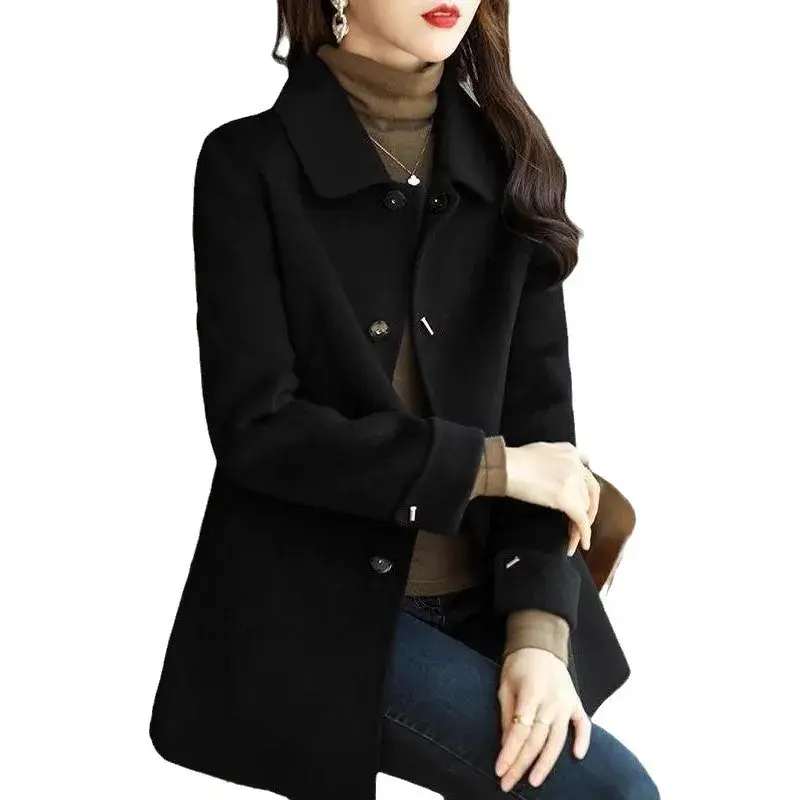 Plus Size Winter New Women's Casual Slimming Trendy Woolen Coat Top Small Size Versatile Fashionable Outerwear Female Clothing