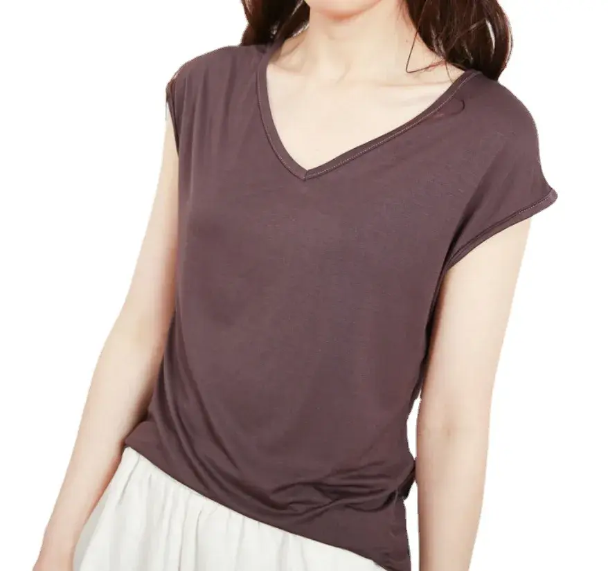 Spring Summer Autumn Modal Brushed Loose Fit Cotton Korean Style round Neck Half Sleeve Women's T-shirt Short Sleeve Crew Neck