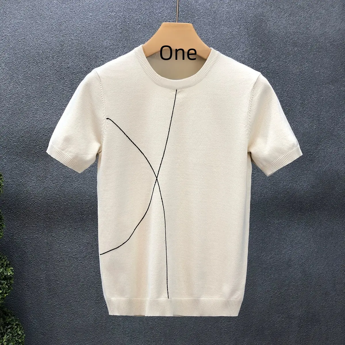 Men's Slim Fit Ice Silk Knitted T-shirt High Quality Cotton Blend Casual Streetwear Short Sleeves T Shirt For Men