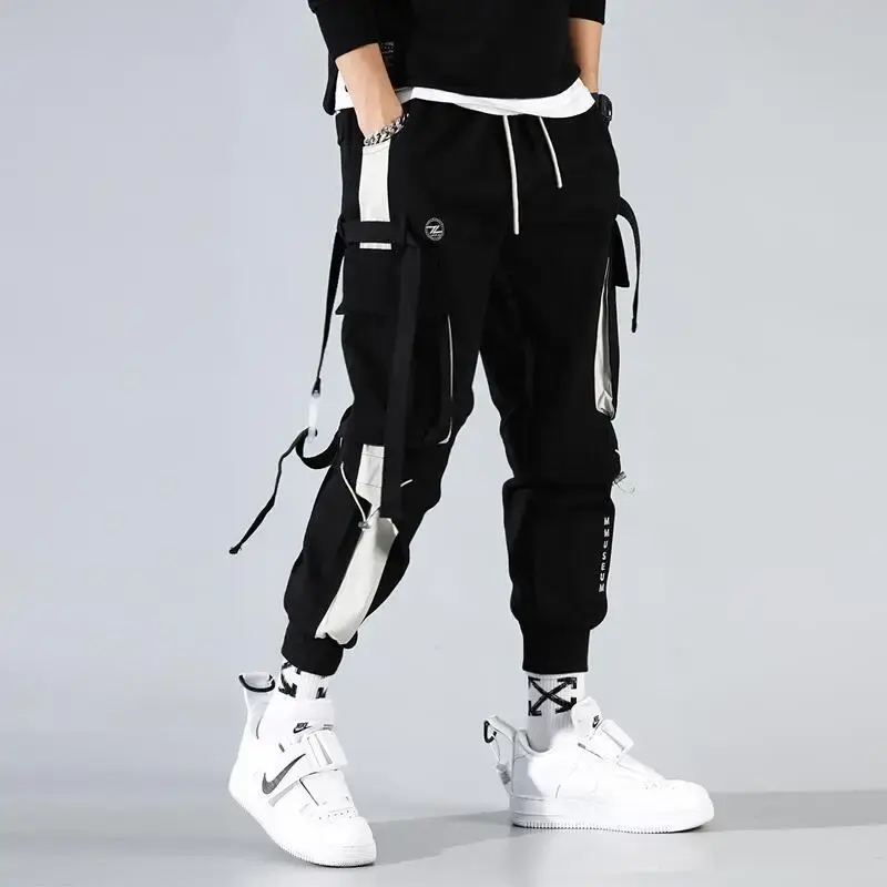 Trendy Brand Men's Cargo Pants Loose Fit Casual Pants Autumn New 2020 Versatile White Male