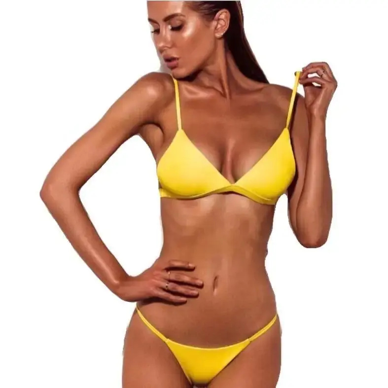 Sexy Bikini Swimsuit Women's Separable Solid Color Multicolor Fashionable Crossbody Swimwear Elegant Feminine Beachwear