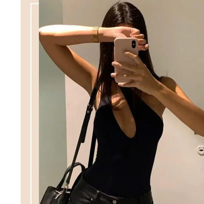 Sexy Strap Women's Crop Top V-Neck One-Piece Bodycon Design Trendy Slim Fit Shoulder Angle Chinese Brand AE Stock Origin