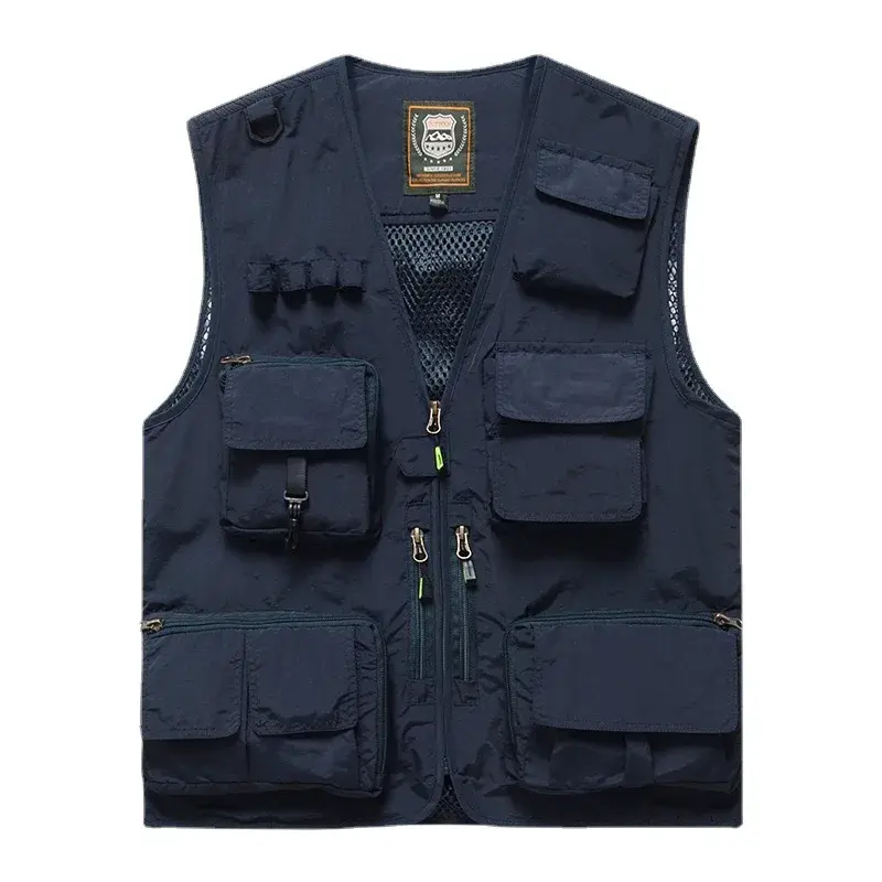 Customizable Reflective Vest Printed Workwear Multi-Pocket Large Size Safety Vest Casual V-Neck Men's Vest for Group Purchase