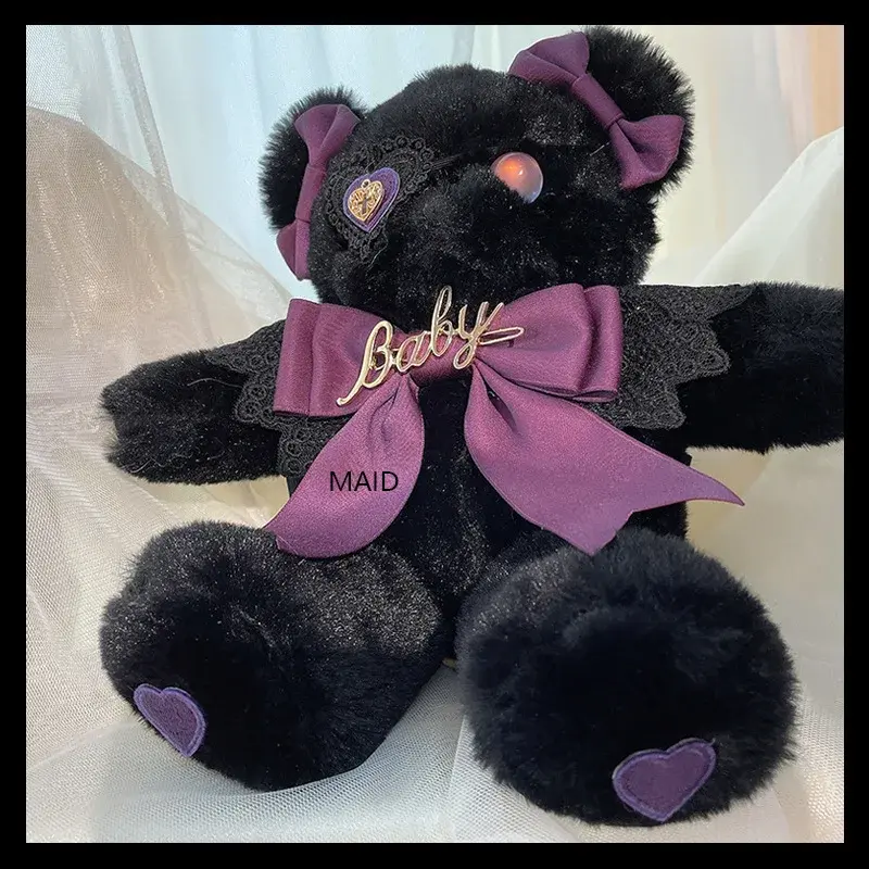 Original Handmade Design Lolita Black Eyemask Bear Bag Single Shoulder Handbag Black Velvet Bag Storage Accessories Motorcycle E