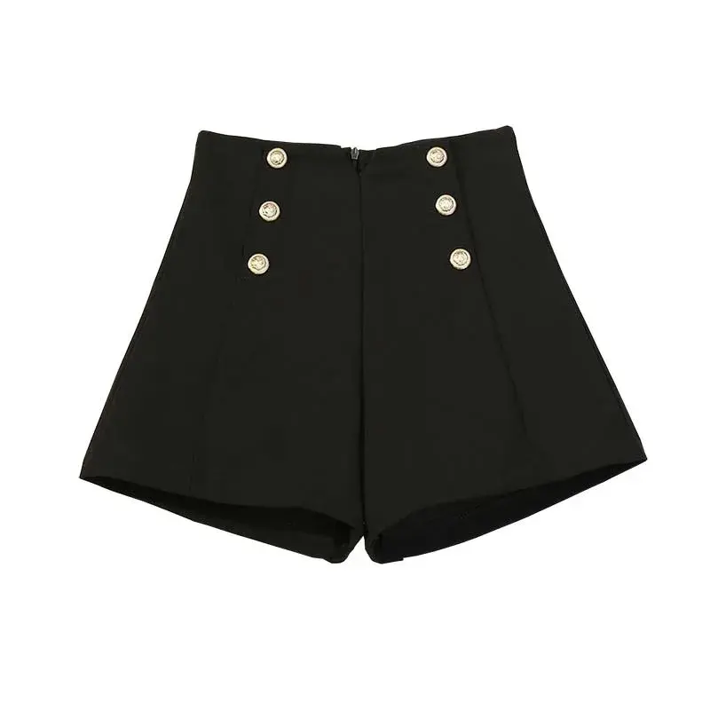 Fashionable High Waist Slim Fit Three-Quarter Length Pants Women's Summer Hot Sale Of The Season New Style Double Button Casual 