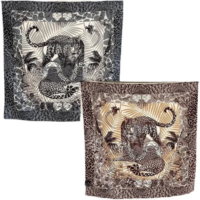 Double-Sided Printing Silk Autumn Winter Versatile Women's Fashionable Warm Shawl Scarf Square Dimension Goat Silk Material