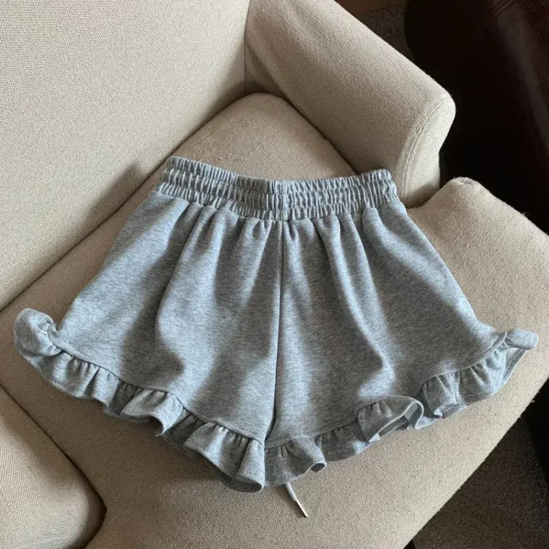 High Waist Drawstring Sports Shorts Women Summer Design Sense Wooden Edge Sound Casual Wide Leg Pants plus Size 240 Pounds