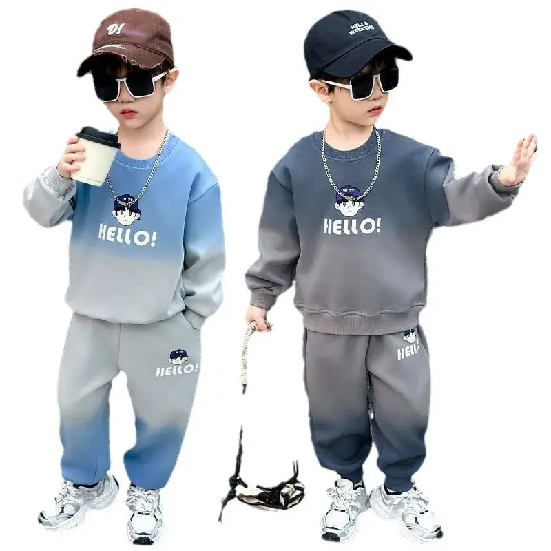 Spring Autumn New Sweatshirt Wardrobe 2-Piece Set For Boys Korean Style Sports Suit Midsize Children's Clothing