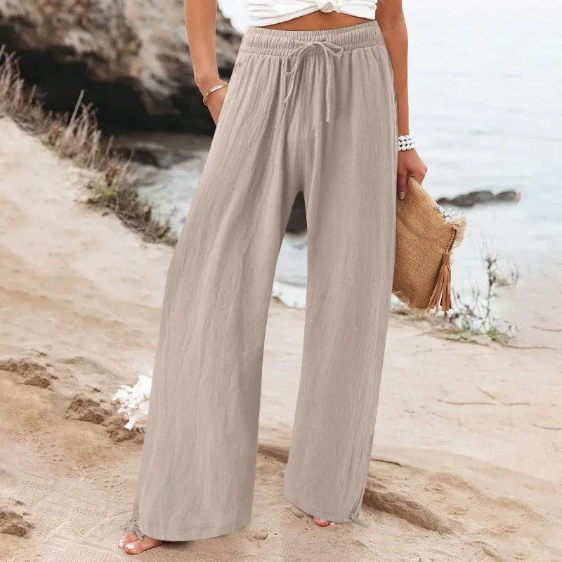 Cross-Border Hot Sale Loose Leg Pants Pure Color Casual Long Trousers Women's Fashion Wide Leg Pants Comfortable Fit
