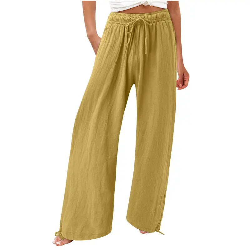 Cross-Border Hot Sale Loose Leg Pants Pure Color Casual Long Trousers Women's Fashion Wide Leg Pants Comfortable Fit