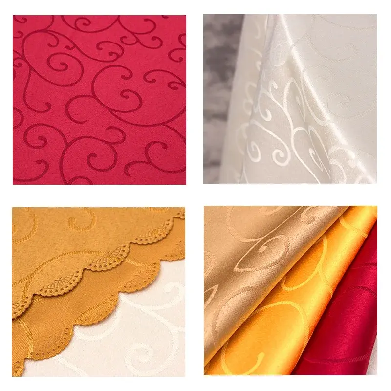 Thickened Jacquard Tablecloth Round Skirt For Hotel Restaurant Wedding Banquet Table Setting Fine Dining Tablecloth With Hooks