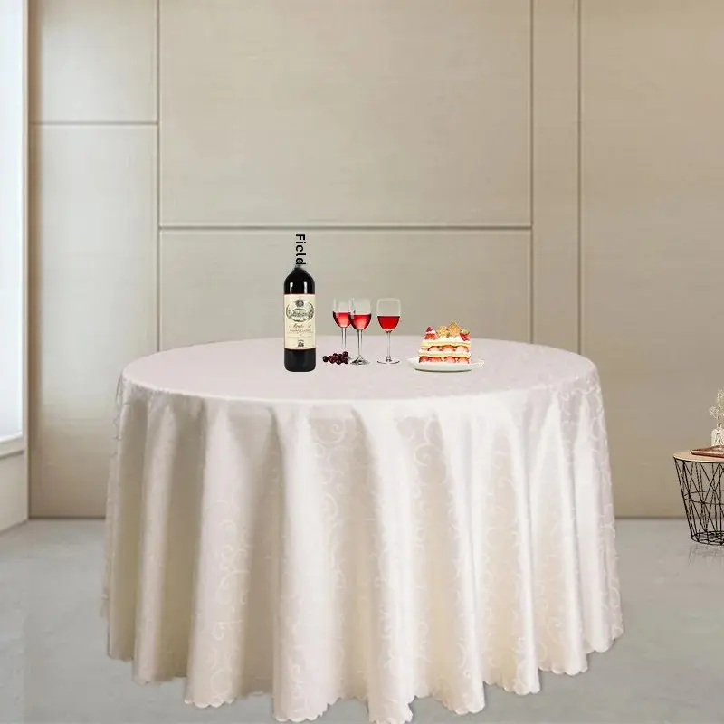 Thickened Jacquard Tablecloth Round Skirt For Hotel Restaurant Wedding Banquet Table Setting Fine Dining Tablecloth With Hooks