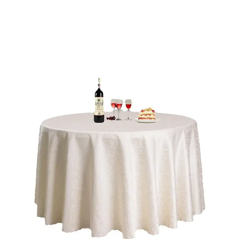 Thickened Jacquard Tablecloth Round Skirt For Hotel Restaurant Wedding Banquet Table Setting Fine Dining Tablecloth With Hooks