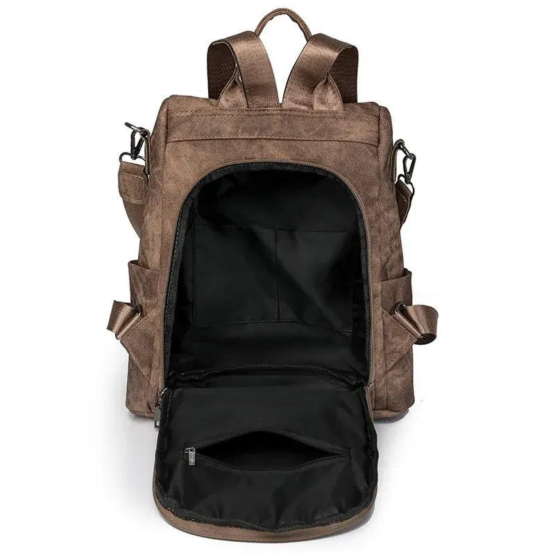 Retro Large Capacity Ladies Casual Double Shoulder Bag Zipper Opening Other Main Material Made in China Cross Border Bag