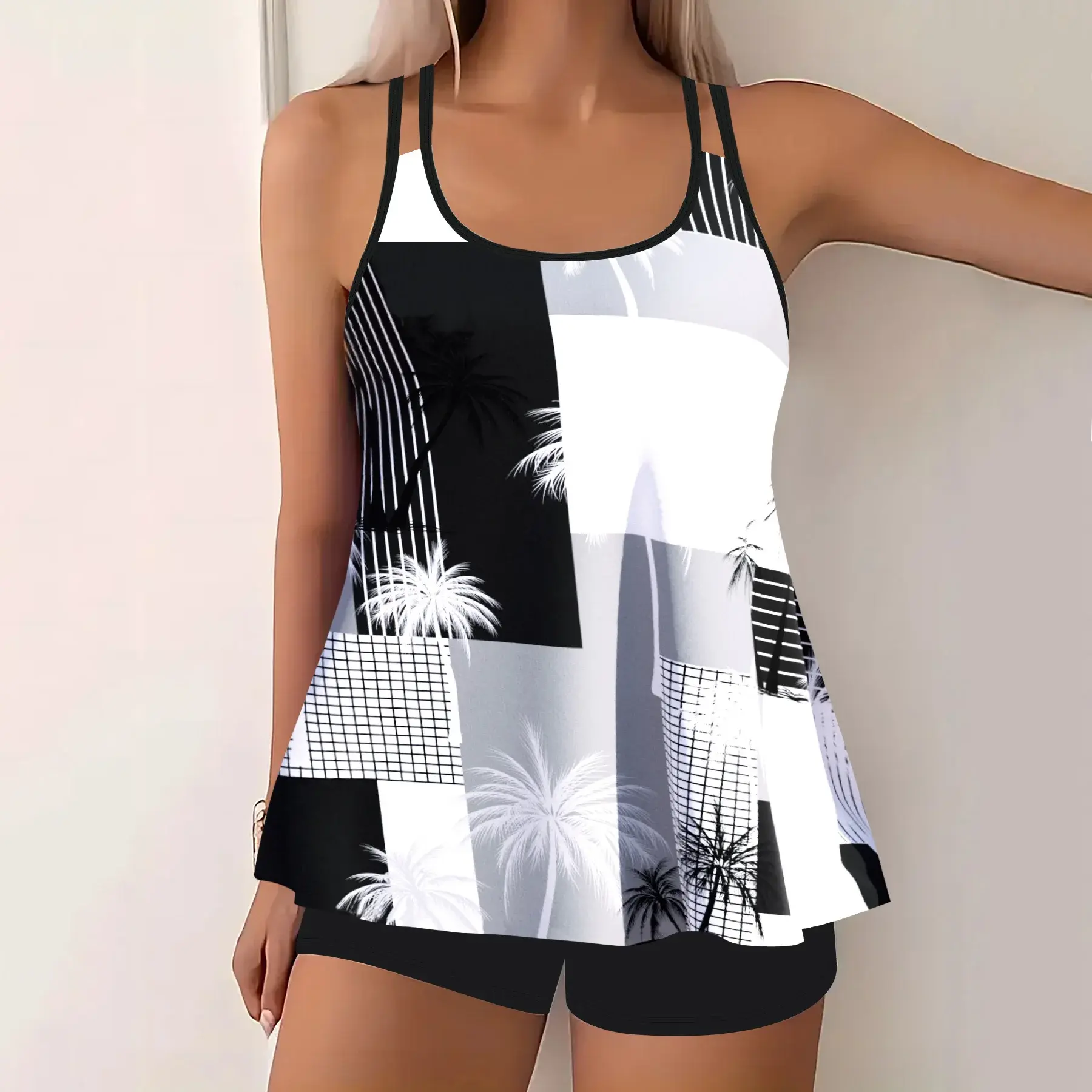 Large Size Women's Bikini Set Print Slimming Belly Covering Cross-Border Swimwear Fashionable Female Swimsuit from Mainland Chin