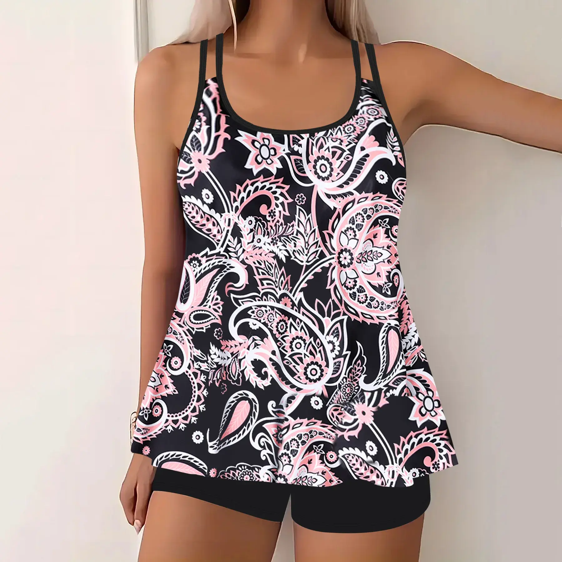 Large Size Women's Bikini Set Print Slimming Belly Covering Cross-Border Swimwear Fashionable Female Swimsuit from Mainland Chin