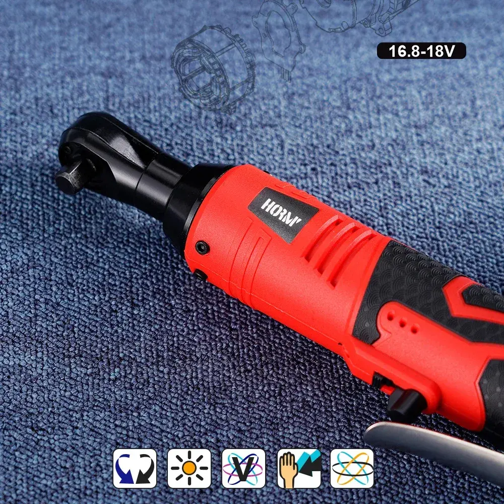 Rechargeable 18V Electric Wrench 65Nm Torque Cordless Straight Gear Wrench For Car Repair 3/8 Inch Without Rope