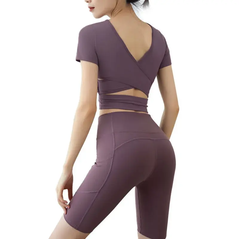 Trendy Summer Yoga Top Women's Quick Dry Sports T-Shirt Casual Fitness Training Running Short Sleeves Clothing