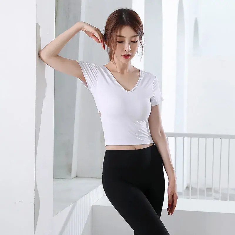 Trendy Summer Yoga Top Women's Quick Dry Sports T-Shirt Casual Fitness Training Running Short Sleeves Clothing