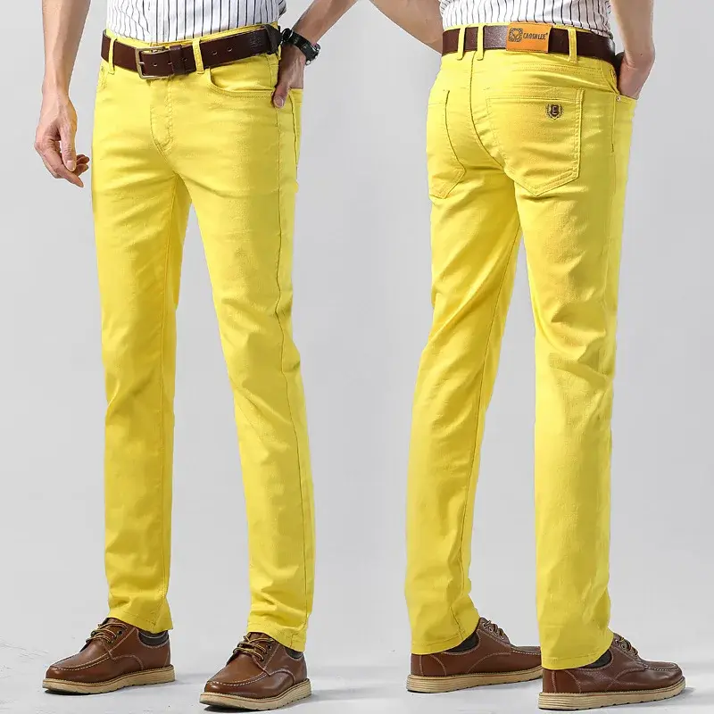 2024 New Autumn Men's Pants Red Trendy Slimming Smooths Your Silhouette Straight-Leg Versatile Elastic Casual Pants
