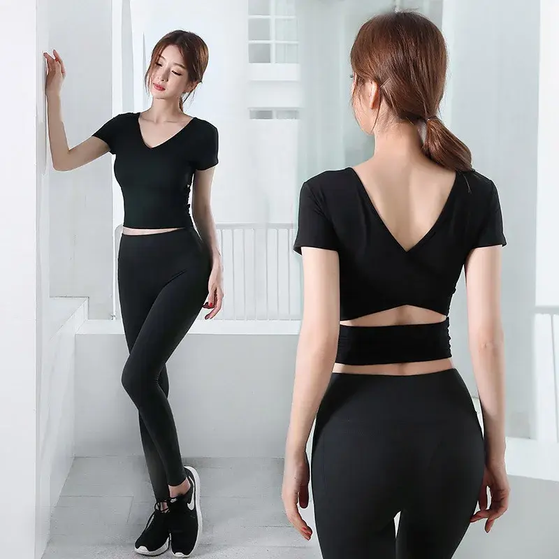 Trendy Summer Yoga Top Women's Quick Dry Sports T-Shirt Casual Fitness Training Running Short Sleeves Clothing