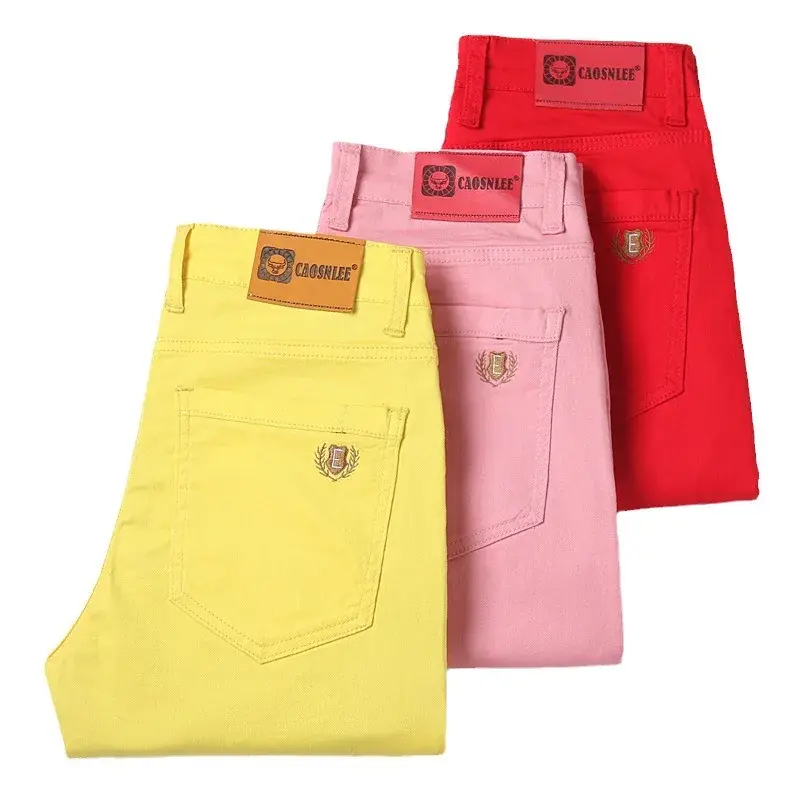 2024 New Autumn Men's Pants Red Trendy Slimming Smooths Your Silhouette Straight-Leg Versatile Elastic Casual Pants