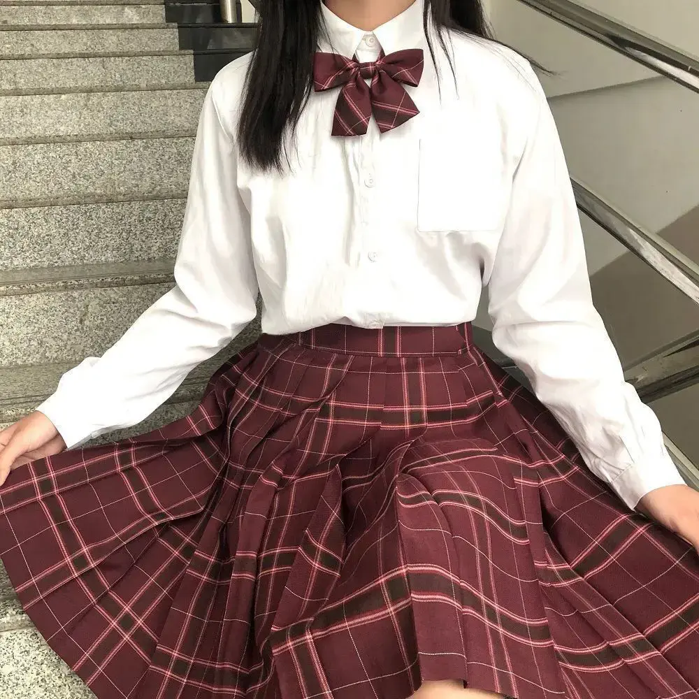 Original Sakura JK Uniform Shirt Women's Long Sleeve Preppy Style Plaid Pencil Skirt Trendy Fashionable Chinese Design