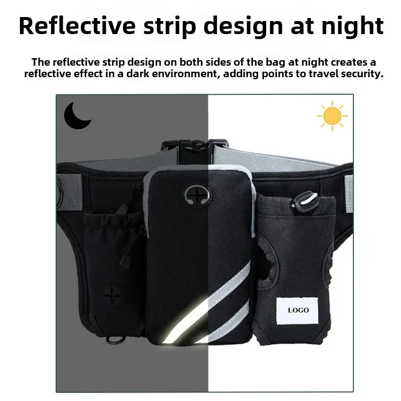 Multifunctional Outdoor Pet Training Night Reflective Running Sports Dog Walking Water Bottle Towing Rope Waist Bag Nylon Materi