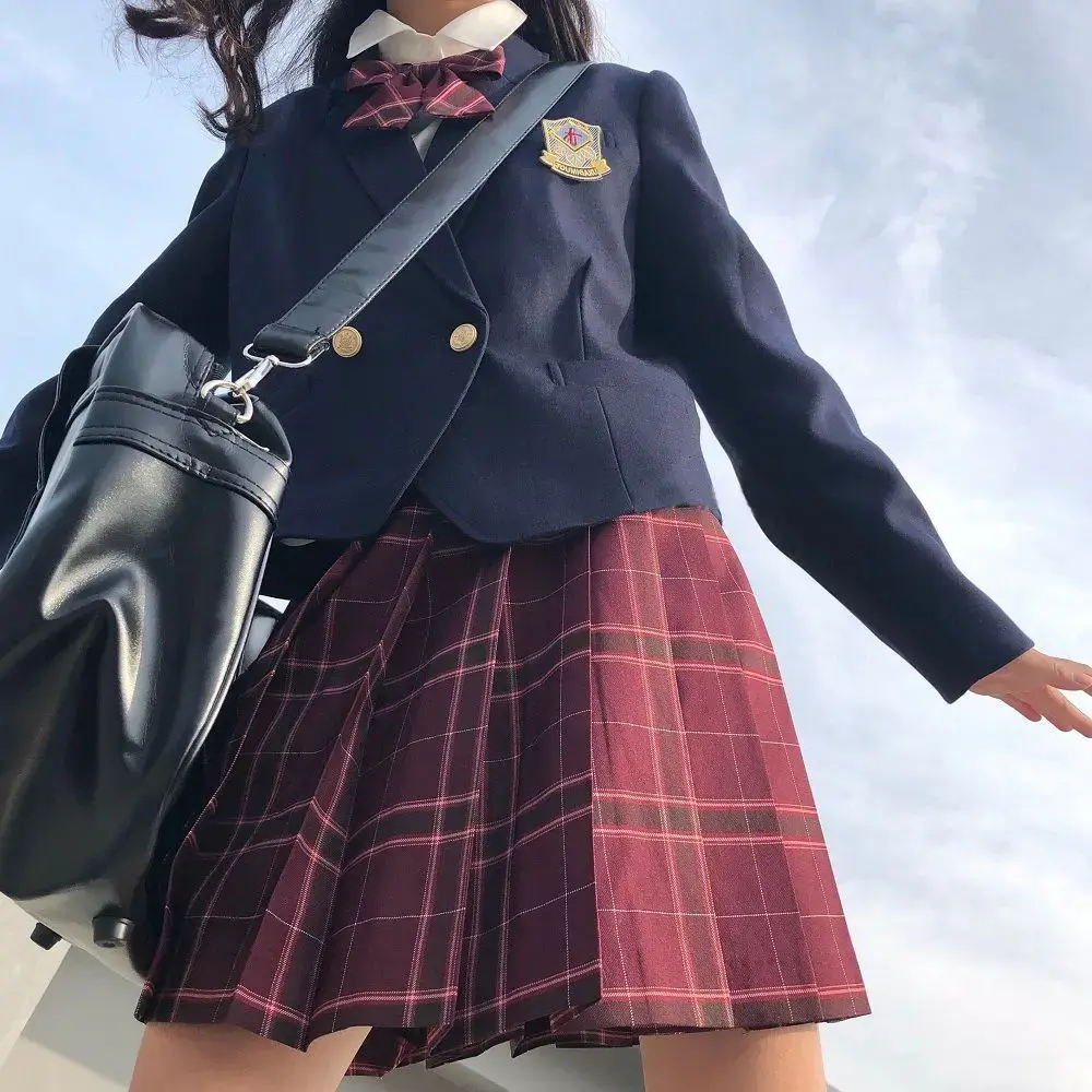 Original Sakura JK Uniform Shirt Women's Long Sleeve Preppy Style Plaid Pencil Skirt Trendy Fashionable Chinese Design