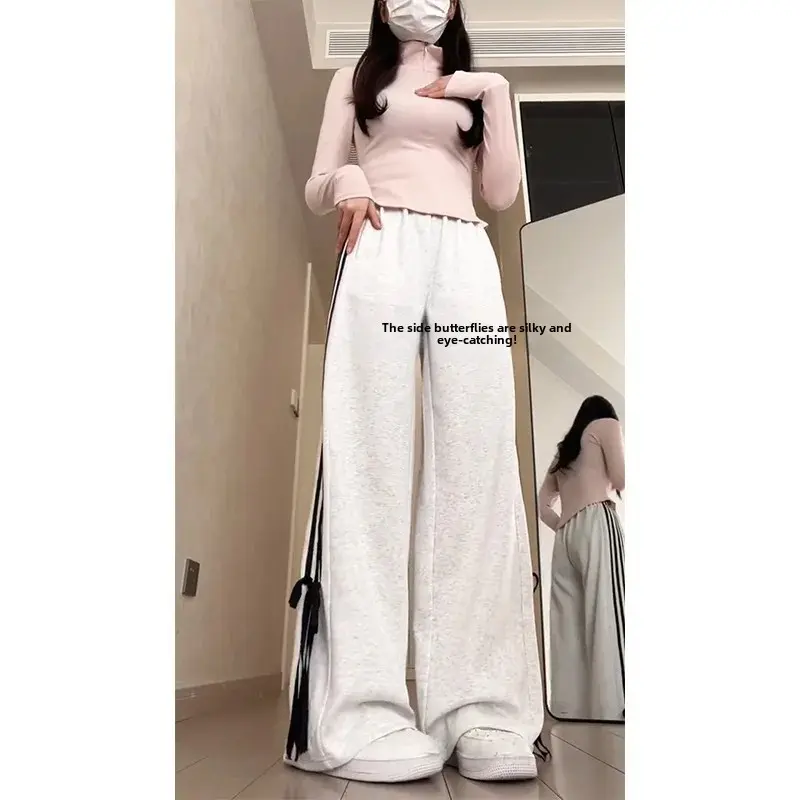 American Style Vintage Greybow High-Waisted Loose-Fit Striped Casual Sweatpants For Women High-Elasticity Long-Lasting Comfort