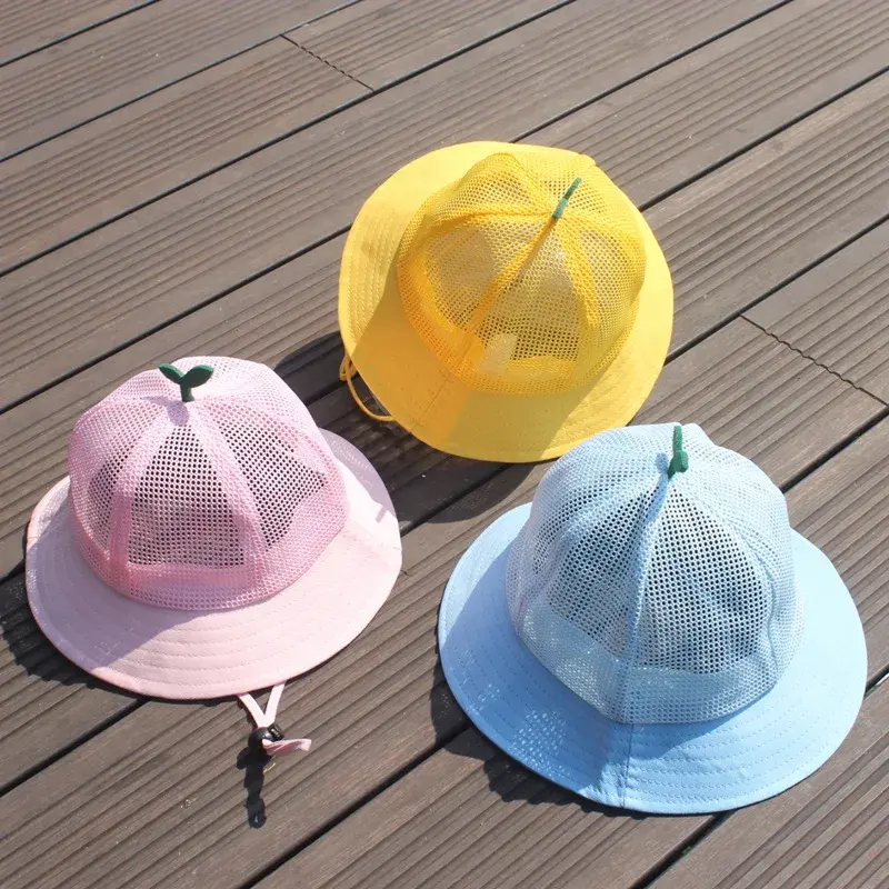 Children's Yellow Fisherman Hat Baby Girl Parent-Child Style Grass on Head Sun Hat Lace Net Cap Hair Extensions And Wigs