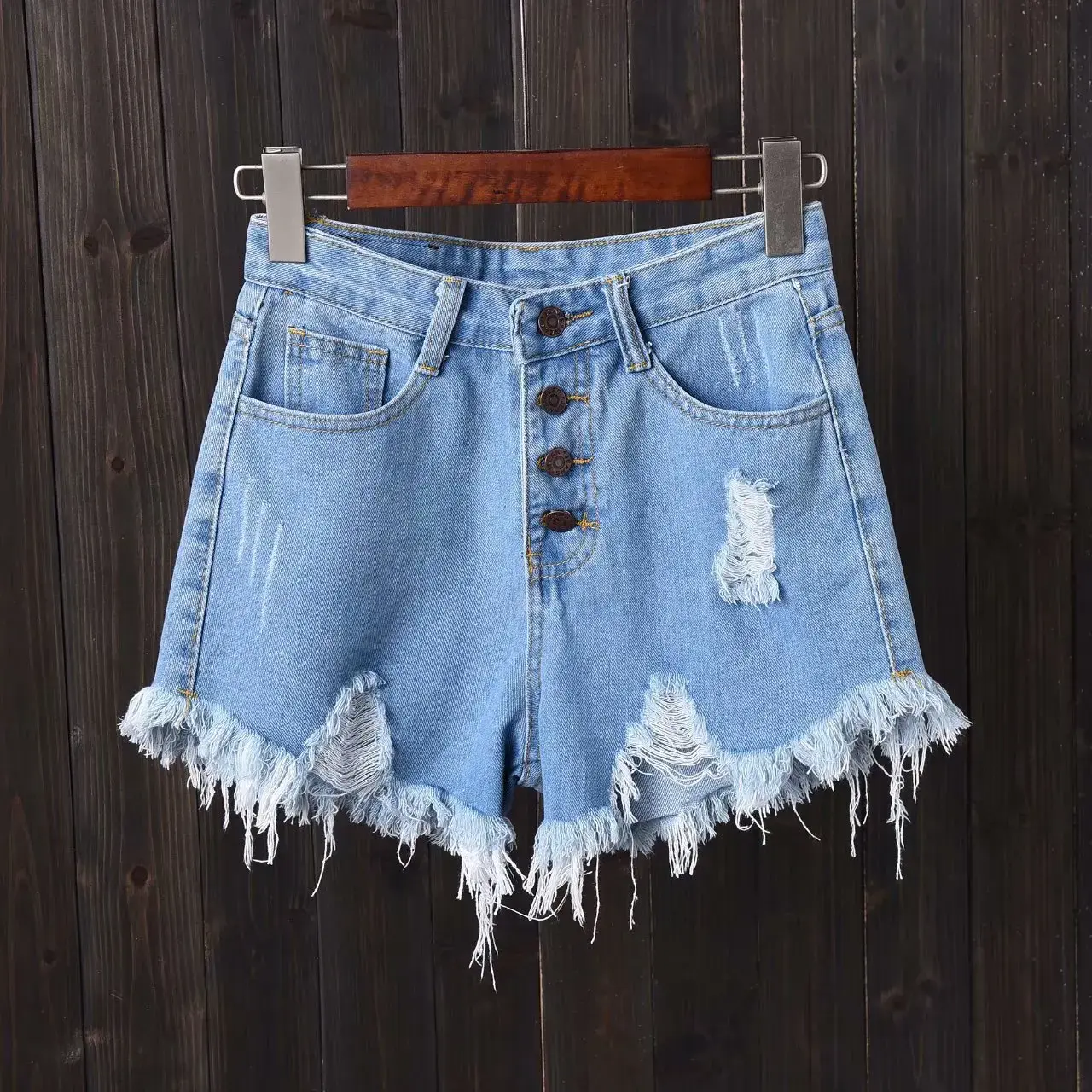 High Waist Denim Shorts Women Summer plus Size Loose Fit Fashion Frayed Hole A- Line Slimming Hot Cotton Shorts for Women
