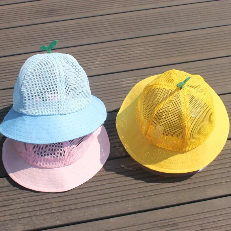 Children's Yellow Fisherman Hat Baby Girl Parent-Child Style Grass on Head Sun Hat Lace Net Cap Hair Extensions And Wigs