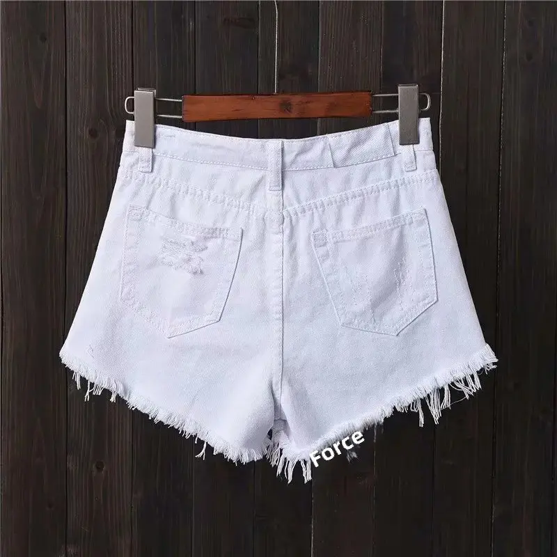 High Waist Denim Shorts Women Summer plus Size Loose Fit Fashion Frayed Hole A- Line Slimming Hot Cotton Shorts for Women