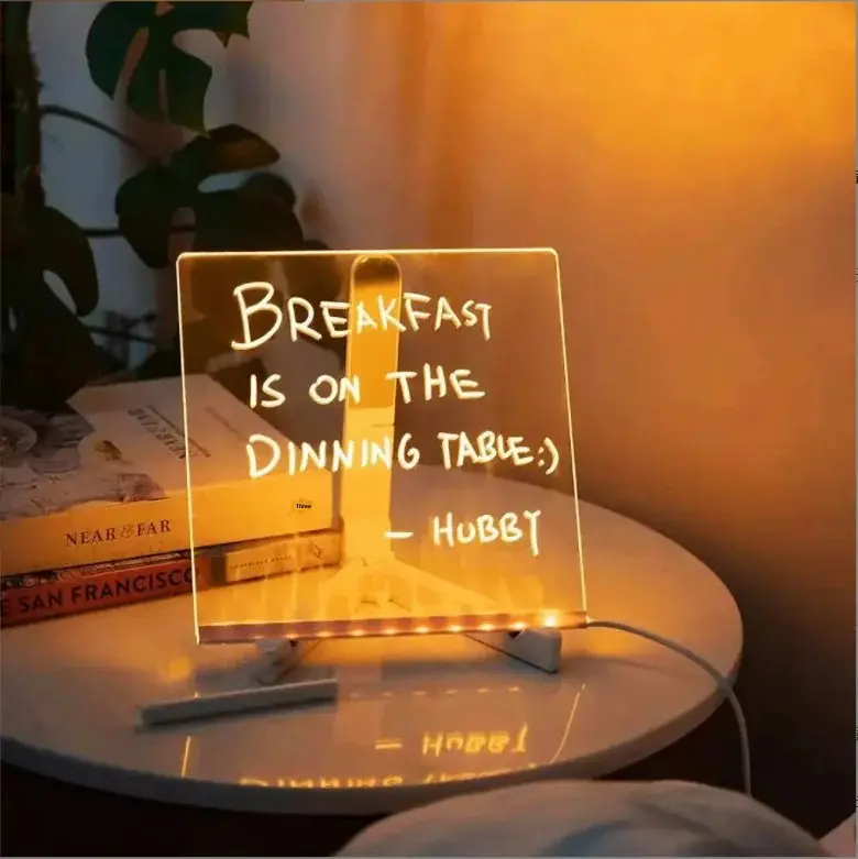 Large Transparent Glowing Children's Whiteboard Erasable Home Use Acrylic Message Board Cartoon With Light