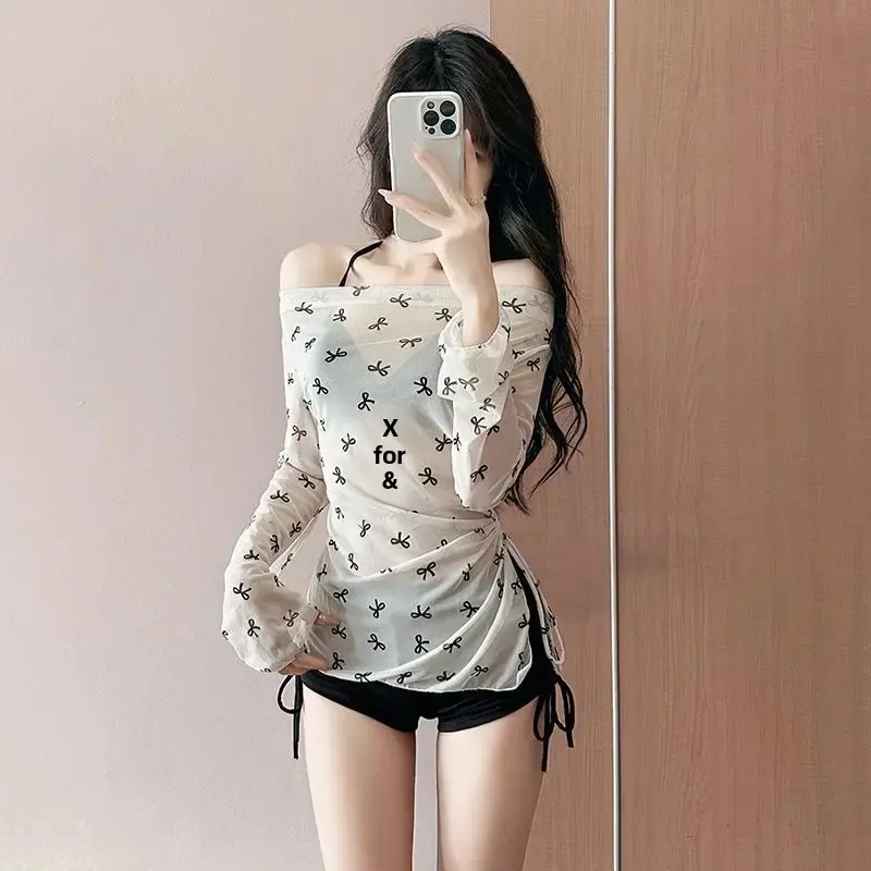 Sexy Bikini Swimsuit Set Women's Sweet Cool Girl Three-piece Separate Small Chest Gather Thin with Chest Pad Hot Spring Bath