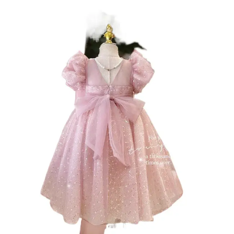 2024 Summer New Style Women's Baby Princess Dress Puffy Sleeves Trendy Girls Casual Dresses Woodland Theme Design