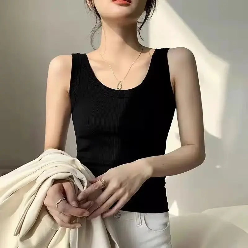 Women's Comfortable Versatile Base Shirt Casual Sleeveless Top Spring Summer Autumn New Sport Ribbed Vest Strap