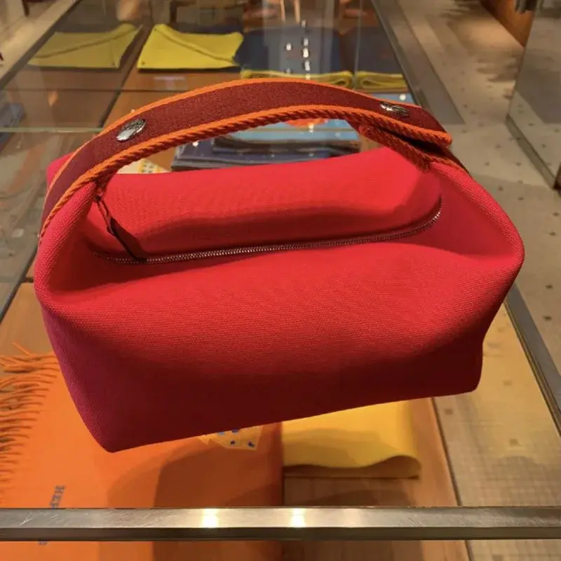 2024 New Women's Casual Canva Wash Bag Large Capacity Bento Handbag Single Shoulder Handbag Motorcycle Equipment Accessories